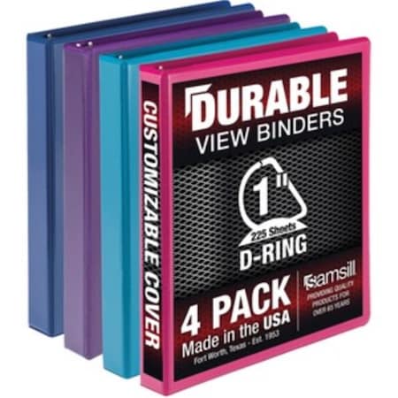 Davenport 1 in. Durable View D-Ring Binder, Fashion Assorted Color, 4PK DA3750469